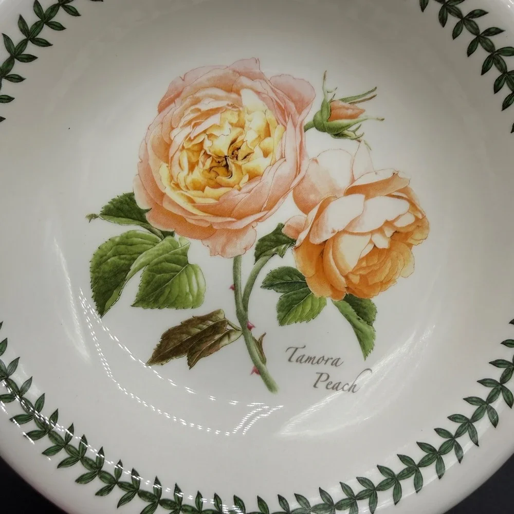 Portmeirion Botanic Roses Pasta Bowls Set of 4 Floral White 8.5in Cottagecore